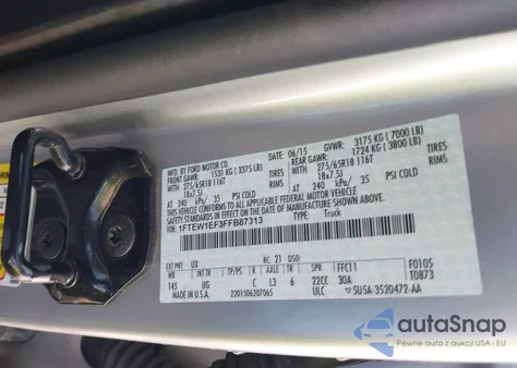 2015 Ford F-150 Xlt z USA, uszkodzony, nr VIN 1FTEW1EF3FFB87313